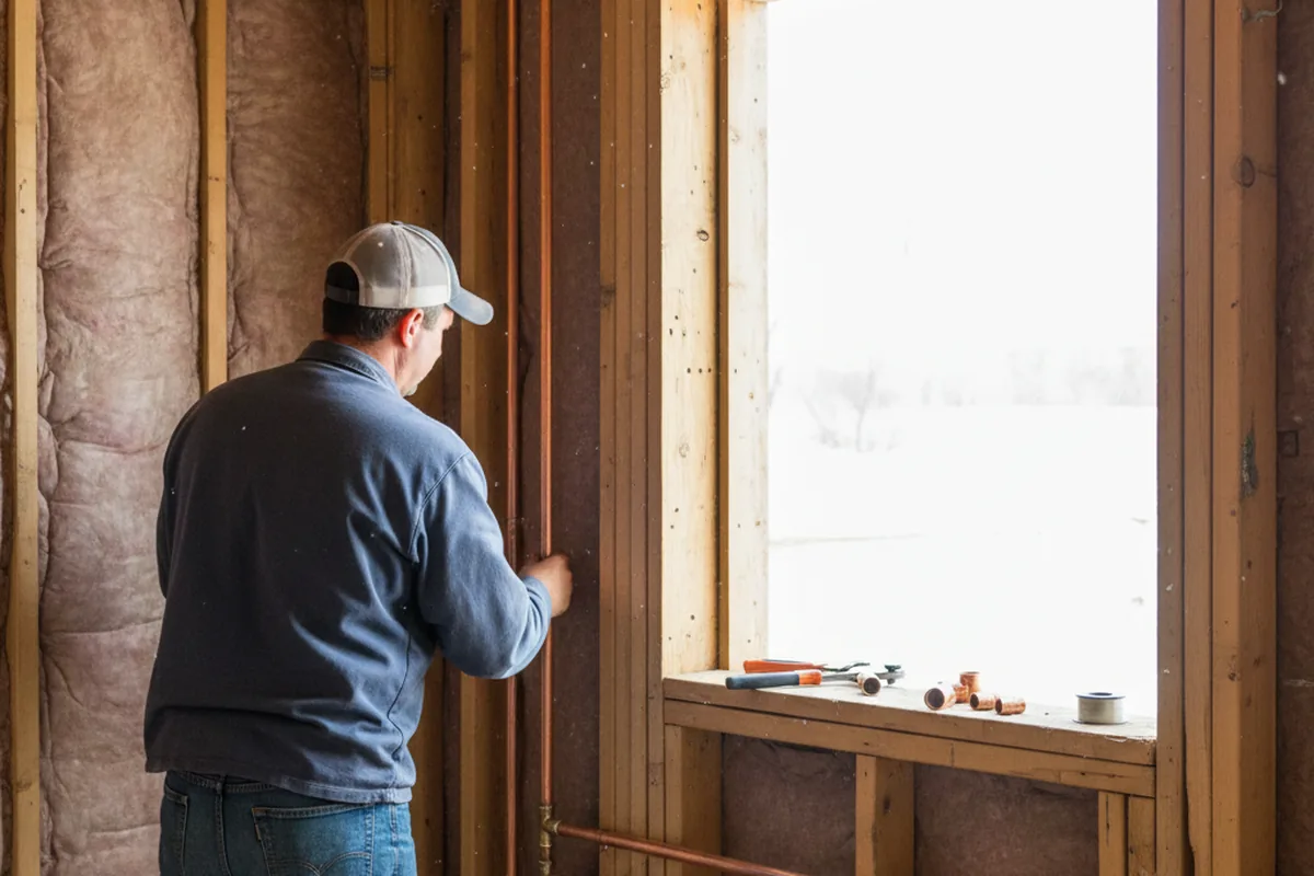 Licensed plumber running new copper supply lines in a Okay home