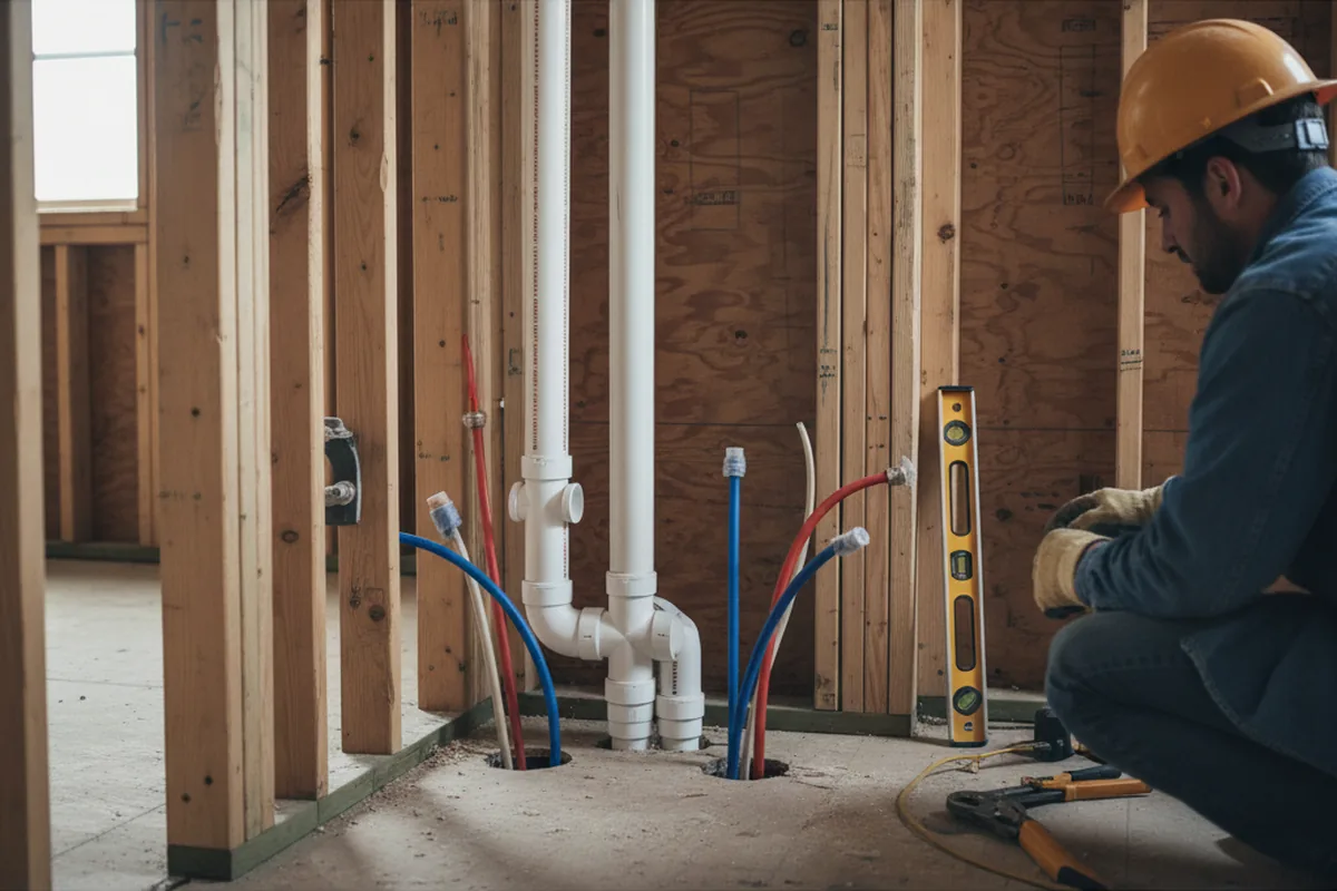 Drain and supply rough-in during Leak Detection in Okay