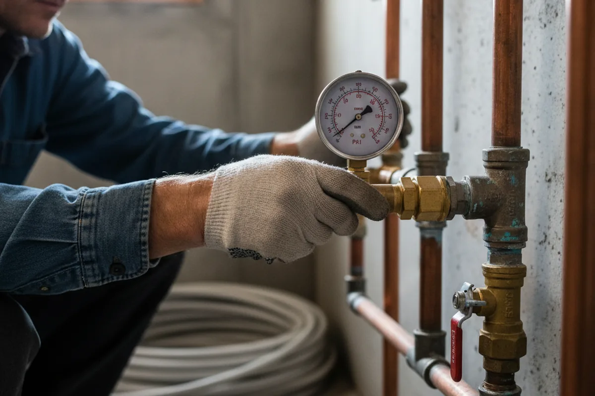 Pressure testing a repaired line during Water Line Repair in Okay